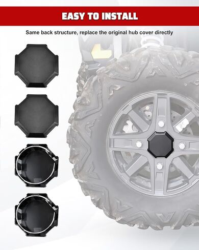 أغطية مركزية لـ Polaris RZR XP، UTV متينة PP أغطية محور العجلة السوداء أغطية إطارات الغبار لملحقات Polaris RZR 900 XP 4 1000 Turbo 2014-2019 (4 قطع، استبدال #1522216-655) in Saudi Arabia