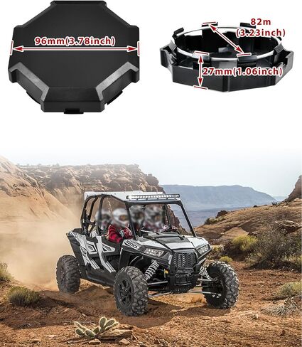 أغطية مركزية لـ Polaris RZR XP، UTV متينة PP أغطية محور العجلة السوداء أغطية إطارات الغبار لملحقات Polaris RZR 900 XP 4 1000 Turbo 2014-2019 (4 قطع، استبدال #1522216-655) in Saudi Arabia