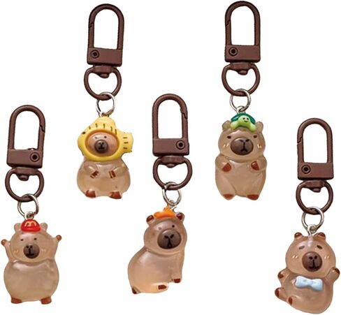 6 Pcs Cute Keychain Capybara Keychains Women Girl Keychains Kawaii Keychain Accessories Bag Charm Keychain for Girl Boy (5Pcs Capybara) in Saudi Arabia