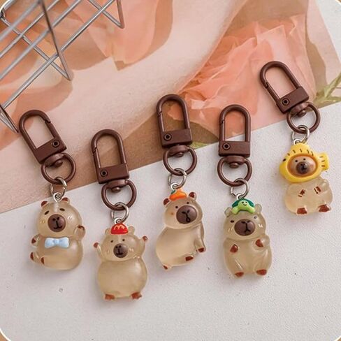 6 Pcs Cute Keychain Capybara Keychains Women Girl Keychains Kawaii Keychain Accessories Bag Charm Keychain for Girl Boy (5Pcs Capybara) in Saudi Arabia