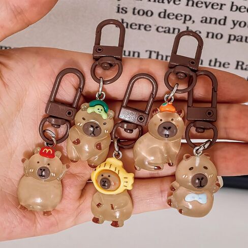 6 Pcs Cute Keychain Capybara Keychains Women Girl Keychains Kawaii Keychain Accessories Bag Charm Keychain for Girl Boy (5Pcs Capybara) in Saudi Arabia
