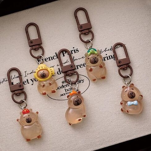 6 Pcs Cute Keychain Capybara Keychains Women Girl Keychains Kawaii Keychain Accessories Bag Charm Keychain for Girl Boy (5Pcs Capybara) in Saudi Arabia