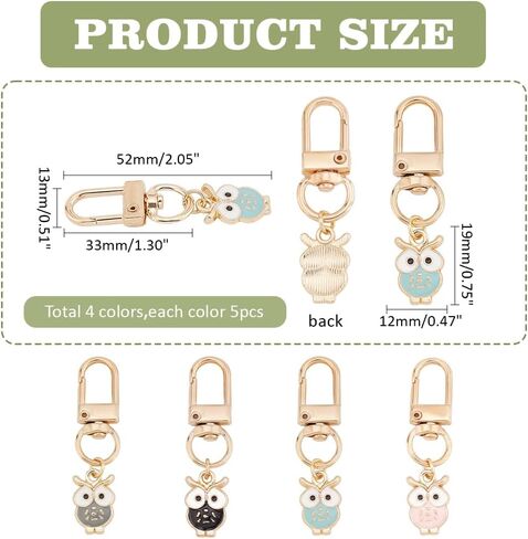 PH PandaHall 20pcs Owl Key Chains for Halloween 20 Styles Cute Mini Keychains Set Alloy Enamel Car Key Chain 4 Colors Owl Charms Key Ring for Women Birthday Gift Purse Handbag Wallet Backpack Key Ring in Saudi Arabia