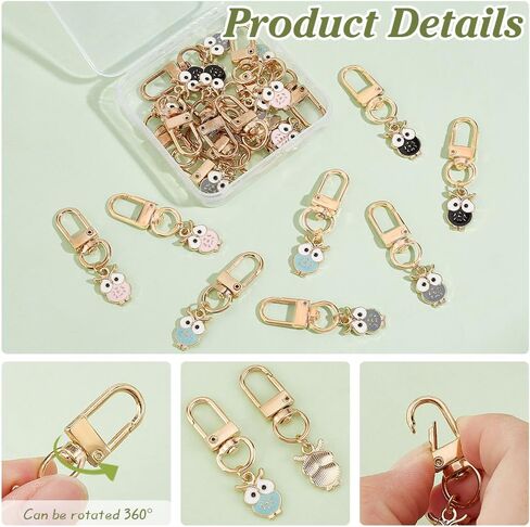 PH PandaHall 20pcs Owl Key Chains for Halloween 20 Styles Cute Mini Keychains Set Alloy Enamel Car Key Chain 4 Colors Owl Charms Key Ring for Women Birthday Gift Purse Handbag Wallet Backpack Key Ring in Saudi Arabia