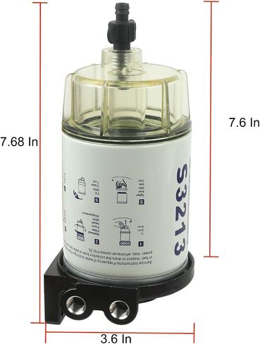 S3227 Fuel Filter Marine Fuel Water Separator With Clear Bowl Replacement for Marine Outboard Motor Mercury Replace# S3227 320R 490R-RAC-01 18-7948 9-37882 18-7922 18-7922-1(Filter with Bowl) in Kuwait