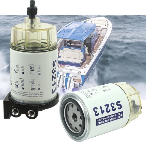 S3227 Fuel Filter Marine Fuel Water Separator With Clear Bowl Replacement for Marine Outboard Motor Mercury Replace# S3227 320R 490R-RAC-01 18-7948 9-37882 18-7922 18-7922-1(Filter with Bowl) in Kuwait