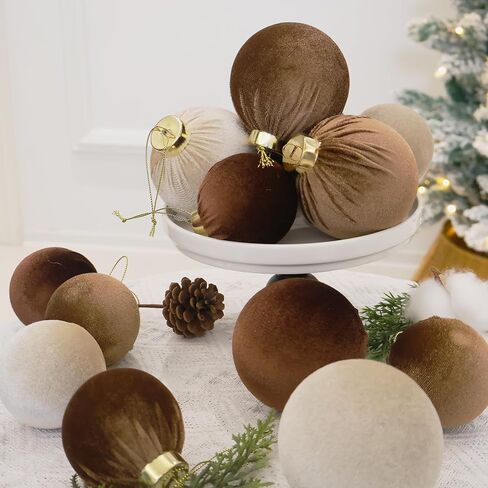 3.15inch Velvet Ornaments for Christmas Tree, 15pcs Multicolor Flocked Christmas Ornaments Decorations Balls Set Decor in Kuwait