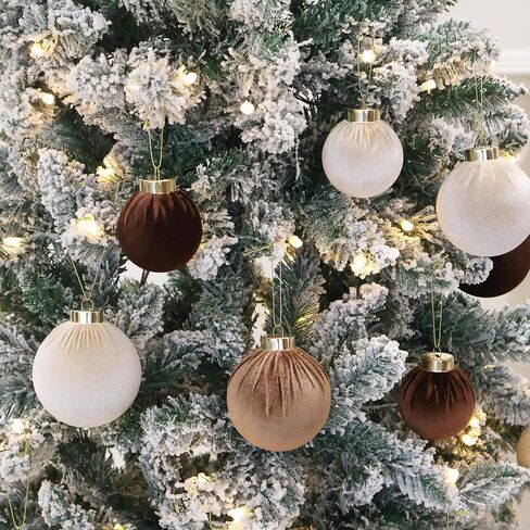 3.15inch Velvet Ornaments for Christmas Tree, 15pcs Multicolor Flocked Christmas Ornaments Decorations Balls Set Decor in Kuwait