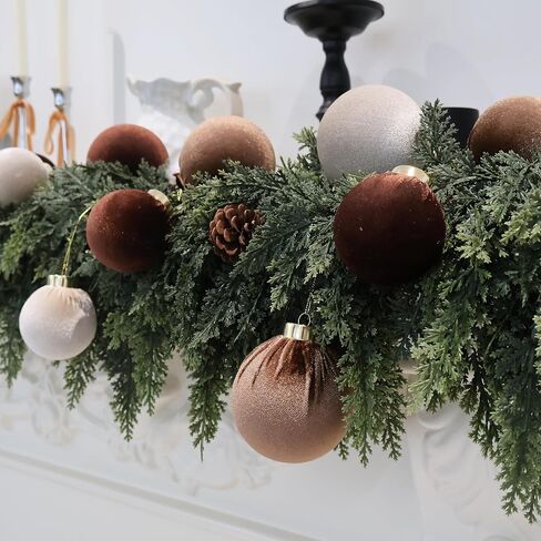 3.15inch Velvet Ornaments for Christmas Tree, 15pcs Multicolor Flocked Christmas Ornaments Decorations Balls Set Decor in Kuwait