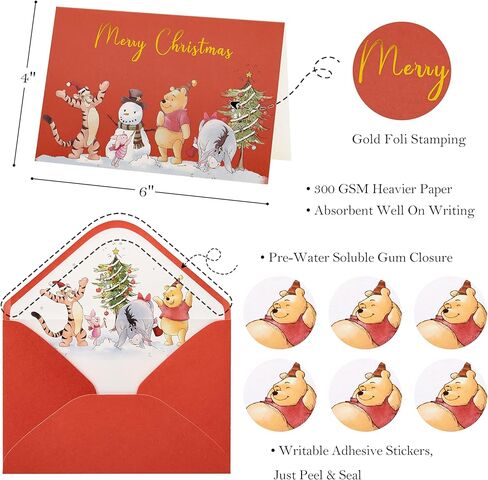 بطاقات كريسكي دوج لعيد الميلاد المجيد مع مغلفات وملصقات متطابقة، 25 حزمة من بطاقات عيد الميلاد المجيد مع مظاريف بطاقات شكر من رقائق الذهب تحت عنوان الكلب in Kuwait