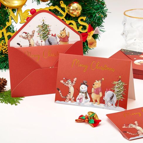 بطاقات كريسكي دوج لعيد الميلاد المجيد مع مغلفات وملصقات متطابقة، 25 حزمة من بطاقات عيد الميلاد المجيد مع مظاريف بطاقات شكر من رقائق الذهب تحت عنوان الكلب in Kuwait