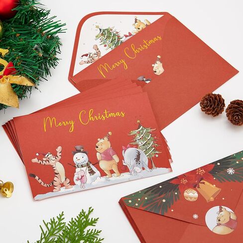 بطاقات كريسكي دوج لعيد الميلاد المجيد مع مغلفات وملصقات متطابقة، 25 حزمة من بطاقات عيد الميلاد المجيد مع مظاريف بطاقات شكر من رقائق الذهب تحت عنوان الكلب in Kuwait