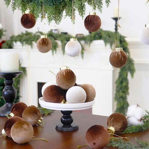 3.15inch Velvet Ornaments for Christmas Tree, 15pcs Multicolor Flocked Christmas Ornaments Decorations Balls Set Decor in Kuwait