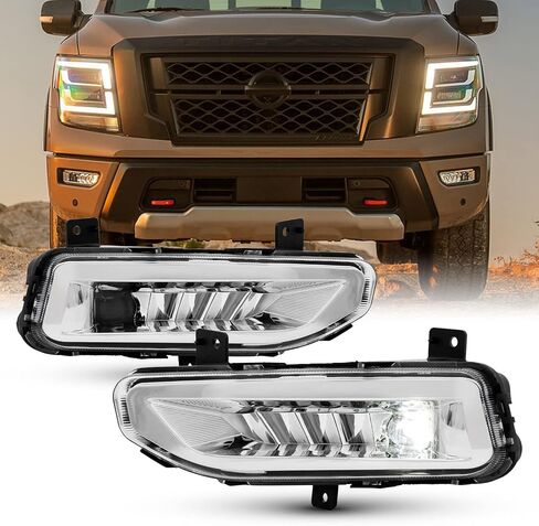 AKKON - Fit 2020-2024 Nissan Titan LED Model OE Style Fog Lights مع مفتاح زوج/مجموعة مصابيح بديلة للعدسات الشفافة in Saudi Arabia