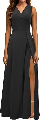 Formal Dress for Women Elegant V Neck Sleeveless Sexy High Split Evening Party Cocktail Prom Long Dresses in Kuwait