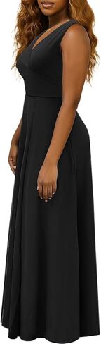 Formal Dress for Women Elegant V Neck Sleeveless Sexy High Split Evening Party Cocktail Prom Long Dresses in Kuwait