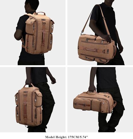 WITZMAN Travel Backpack for Men and Women Carry On Canvas Backpack Duffel Bag for Airplanes Fit 17 Inch Laptop (6661 canvas black) in Saudi Arabia