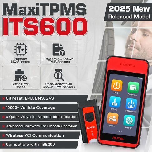 Autel MaxiTPMS ITS600 (E) TPMS Programming Tool, 2025 Complete TPMS Functions as ITS600 Pro Up of TS508WF/ MK808S-TS/ TS900, Relearn/Activate Sensors, Oil Reset EPB BMS SAS, Lifetime Free Updates in Saudi Arabia