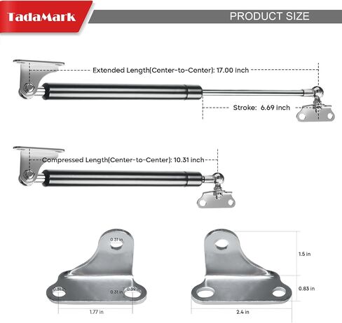 2 Pcs 17 Inch 100lbs/445N Gas Strut Spring Shock with L Mount Brackets for RV Bed Storage Large Storage Box Lid Truck Cap Camper Shell Boat Hatch Door Heavy Duty Box Lid in Saudi Arabia