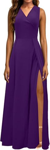 Formal Dress for Women Elegant V Neck Sleeveless Sexy High Split Evening Party Cocktail Prom Long Dresses in Kuwait