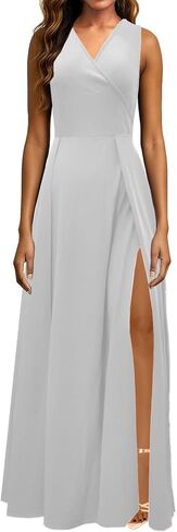 Formal Dress for Women Elegant V Neck Sleeveless Sexy High Split Evening Party Cocktail Prom Long Dresses in Kuwait