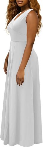 Formal Dress for Women Elegant V Neck Sleeveless Sexy High Split Evening Party Cocktail Prom Long Dresses in Kuwait