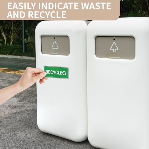 Recycle and Trash Magnets for Kitchen Cans and Recycling Bins,Silver Brushed Trash and Recycle Magnet Combo for Garbage Can Logo Symbol,Outdoor Waste Bin,5.5 Inch (Rectangle) in Saudi Arabia