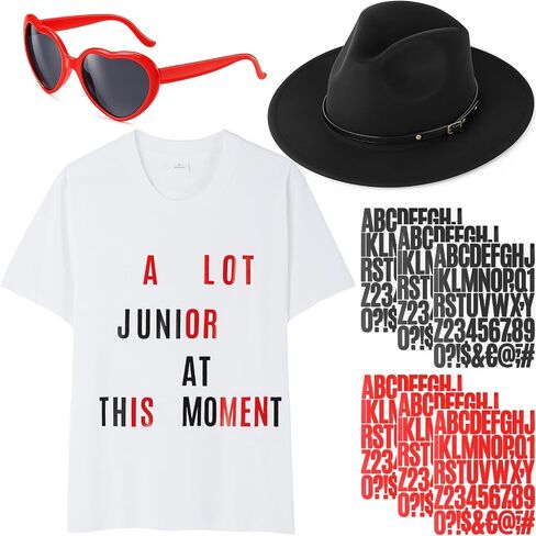 Geyoga 4 Pcs Country Music Women Costume DIY Letters T-shirt Heart Sunglasses Black Felt Hat for Music Festival Concert Party in Saudi Arabia