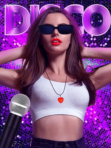 4 Pcs Halloween Pop Singer Costume Accessories for Women Music Singer Concert Outfit Include Punk Rhinestone Stocking Heart Necklace Sunglasses Microphone Prop for Halloween Costume in Saudi Arabia