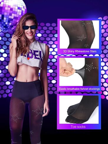 4 Pcs Halloween Pop Singer Costume Accessories for Women Music Singer Concert Outfit Include Punk Rhinestone Stocking Heart Necklace Sunglasses Microphone Prop for Halloween Costume in Saudi Arabia