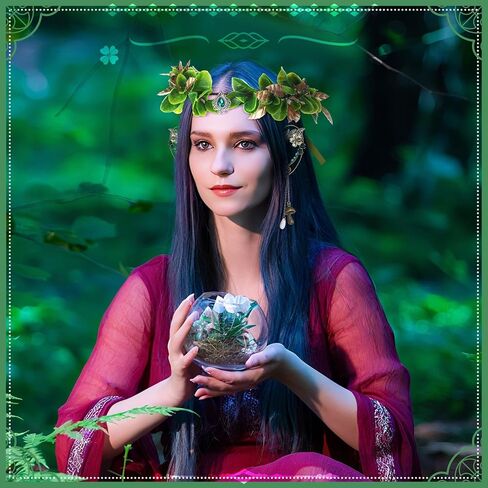 Tondiamo 2 Pcs Fairy Crown Mushroom Elf Ears Cuffs Set Floral Crown Headpiece Vintage Cuffs Drop Halloween Elves Cosplay Set Renaissance Costume Medieval Tiara in Saudi Arabia