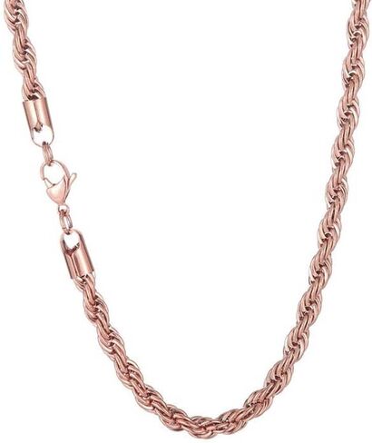 HIJONES Stainless Steel Rope Chain Necklace for Men Women Twist Rope Chain Solid Jewelry 18-33 Inches Hip Hop Rock Chain in Kuwait