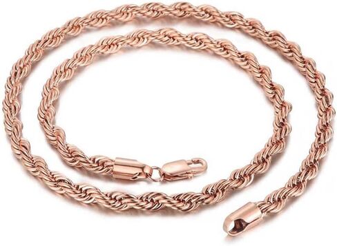 HIJONES Stainless Steel Rope Chain Necklace for Men Women Twist Rope Chain Solid Jewelry 18-33 Inches Hip Hop Rock Chain in Kuwait