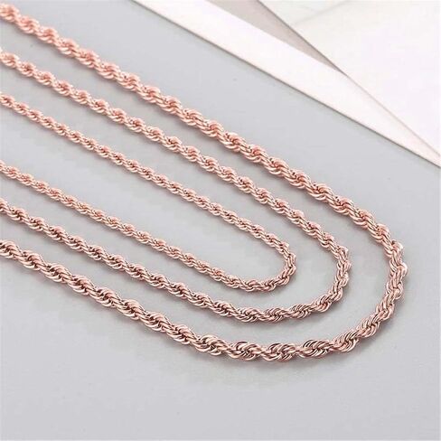 HIJONES Stainless Steel Rope Chain Necklace for Men Women Twist Rope Chain Solid Jewelry 18-33 Inches Hip Hop Rock Chain in Kuwait