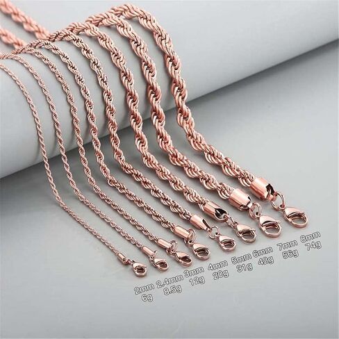 HIJONES Stainless Steel Rope Chain Necklace for Men Women Twist Rope Chain Solid Jewelry 18-33 Inches Hip Hop Rock Chain in Kuwait