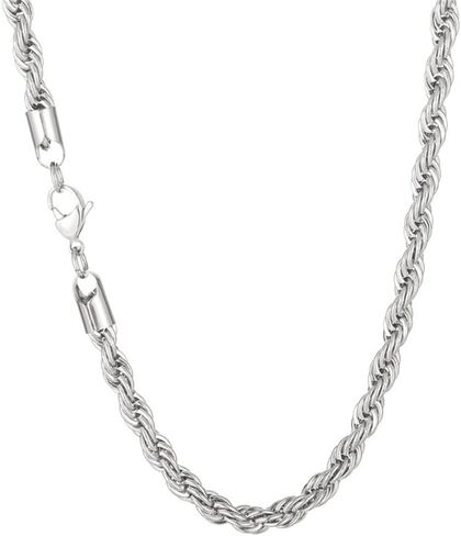 HIJONES Stainless Steel Rope Chain Necklace for Men Women Twist Rope Chain Solid Jewelry 18-33 Inches Hip Hop Rock Chain in Kuwait
