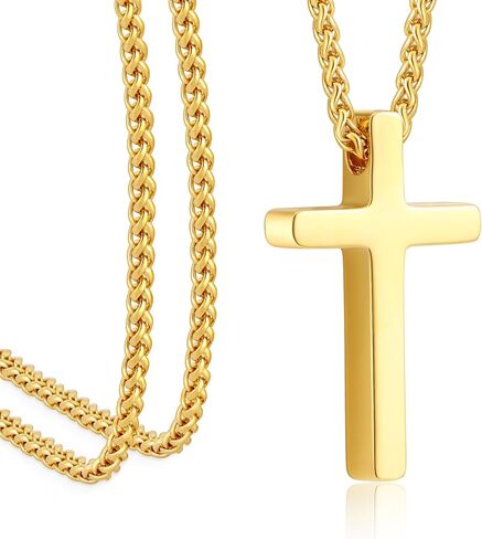 Monily Birthday Gifts for Dad Cross Necklace for Men Silver/Gold Stainless Steel Cross Chain Pendant Necklace for Mens Father's day gifts in Saudi Arabia