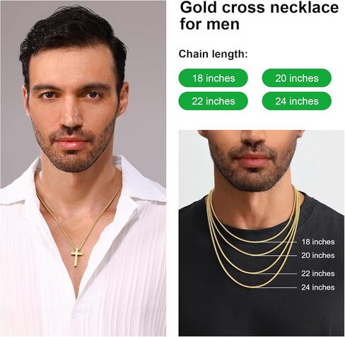 Monily Birthday Gifts for Dad Cross Necklace for Men Silver/Gold Stainless Steel Cross Chain Pendant Necklace for Mens Father's day gifts in Saudi Arabia