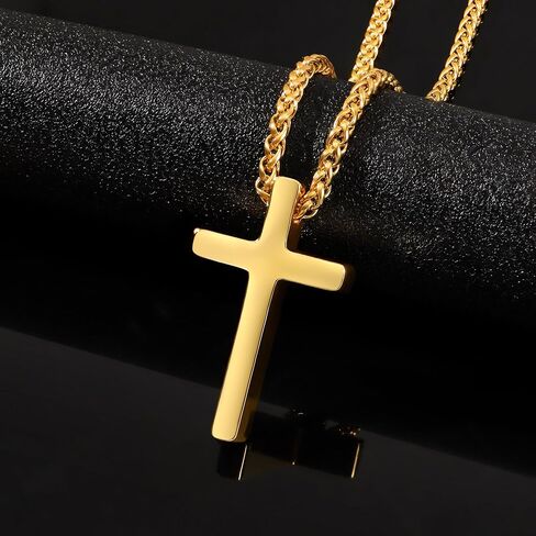 Monily Birthday Gifts for Dad Cross Necklace for Men Silver/Gold Stainless Steel Cross Chain Pendant Necklace for Mens Father's day gifts in Saudi Arabia