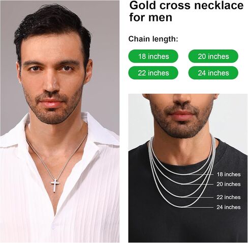 Monily Birthday Gifts for Dad Cross Necklace for Men Silver/Gold Stainless Steel Cross Chain Pendant Necklace for Mens Father's day gifts in Saudi Arabia