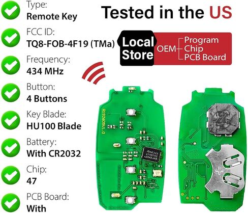 بديل لجهاز التحكم عن بعد Hyundai Santa Fe Key Fob 2019 2020 4 أزرار 434 ميجا هرتز TQ8-FOB-4F19، أسود in Saudi Arabia