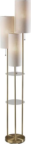 Adesso 4305-01 Trio Shelf Floor Lamp, 68 in., 3 x 40W Type A (Not Included), Black w/Antique Brass Accents, Floor Lamps in Saudi Arabia
