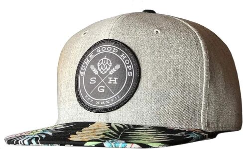 قبعة Snapback زهرية/استوائية مع رقعة دائرية بشعار أسود - ملابس Snapback مستوحاة من Craft Beer in Saudi Arabia