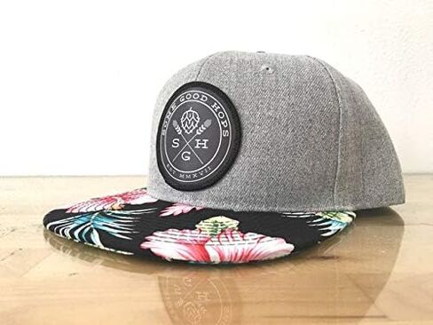 قبعة Snapback زهرية/استوائية مع رقعة دائرية بشعار أسود - ملابس Snapback مستوحاة من Craft Beer in Saudi Arabia