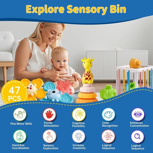 Montessori Baby Toys 6-12 Months, 6 in 1 Toy Set for 1+ Year Old,Birthday Gift for One Year Old Baby Boys Girls,Infant Blocks Sensory Learning Development Playpen Toys for Babies 6-9-12 Months in Saudi Arabia