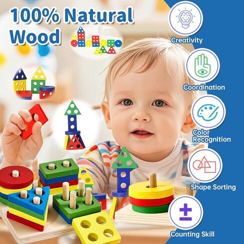 Montessori Baby Toys 6-12 Months, 6 in 1 Toy Set for 1+ Year Old,Birthday Gift for One Year Old Baby Boys Girls,Infant Blocks Sensory Learning Development Playpen Toys for Babies 6-9-12 Months in Saudi Arabia