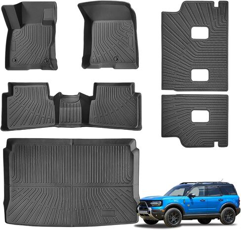 ZOKYUYS® Floor Mats for Ford Bronco Sport 2025 2024-2021, Custom Fit All-Weather Protective TPE Cargo Liner Backrest Mats Automotive Accessories Full Sets, Front, 2nd Row, Trunk Mat & Backrest Mat in Saudi Arabia