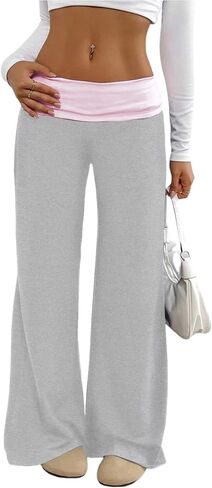 ZAFUL Casual Lounge Yoga Pants for Women Foldover Wide Leg Sweatpants Leggings Y2K Straight Leg Pants in Saudi Arabia