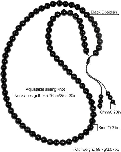 Simple Crystals and Stones Beaded Necklace Protection Balance Meditation Long Necklaces for Women and Men Amulet Jewelry in Saudi Arabia
