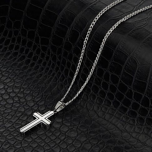 Invicta Jewelry Men's Polished Cross Steel Pendant Necklace - 24" in Saudi Arabia